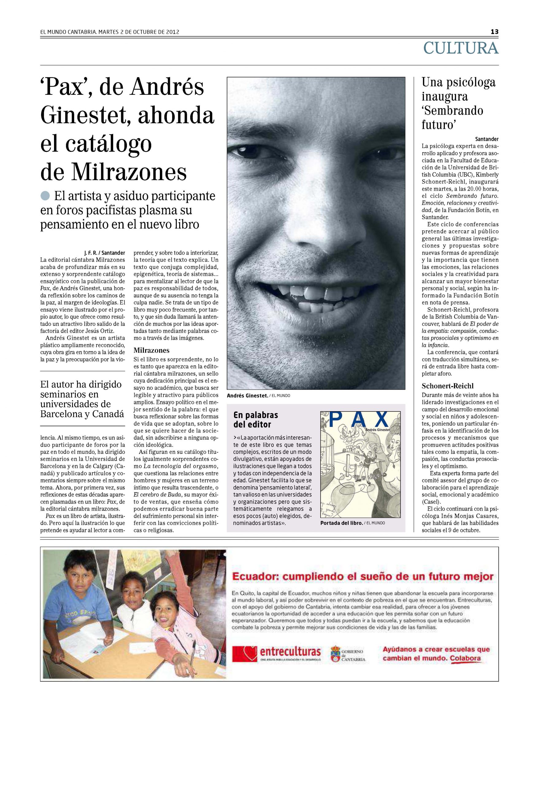 Zeitungsausschnitt aus der Tageszeitung "El Mundo" Spanien